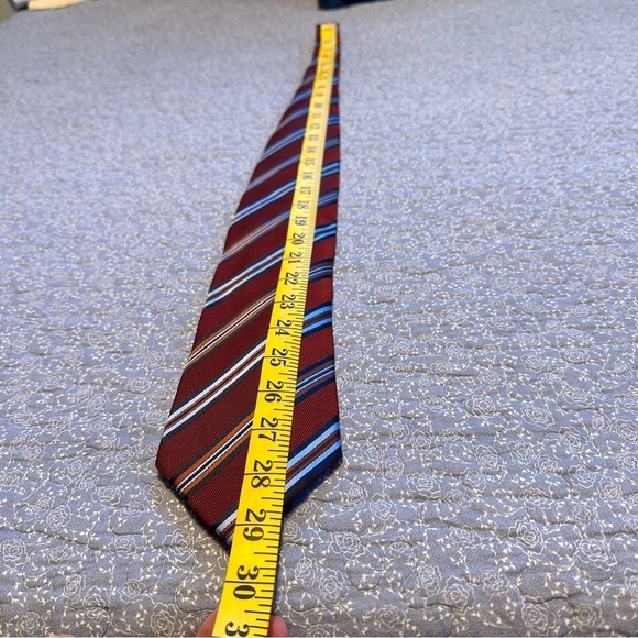 Ermenegildo Zegna Tie Repp Necktie Stripes Red Blue & Orange Silk 59” x 3.5” - Picture 8 of 9